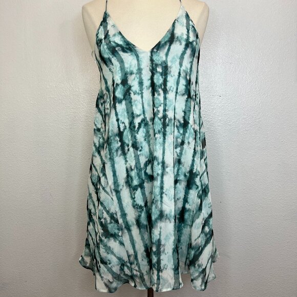 The Jetset Diaries Green White Tie Dye Strappy Mini Dress Size S - Picture 1 of 7